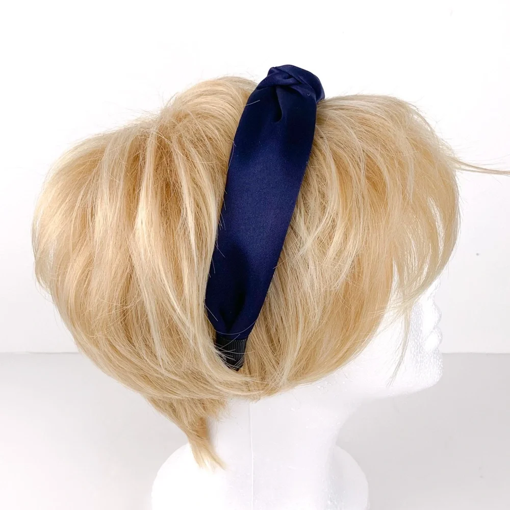 Navy satin headband women's unbranded hair band navy blue satin with knot detail